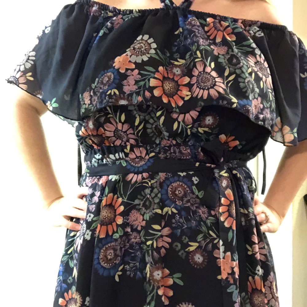 Eloquii Floral Printed Off the Shoulder Midi Dress - Picture 4 of 4